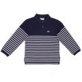 Boys Navy & White Striped L/s Polo Shirt 14858 by Lacoste from Hurleys