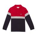 Boys Navy/Red Colourblock L/s Polo Shirt 31060 by Lacoste from Hurleys