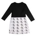 Girls Black/White Pleated Logo Dress 76974 by Calvin Klein from Hurleys