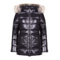 Womens Black Authentic Fur Shiny Coat 32200 by Pyrenex from Hurleys