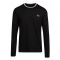 Mens Black Twin Tipped L/s T Shirt 77423 by Fred Perry from Hurleys