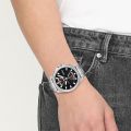Mens Silver/Black Expose Bracelet Strap Watch