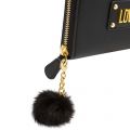 Womens Black Faux Fur Pom Zip Purse 95838 by Love Moschino from Hurleys