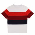 Boys White Red Multi Stripe Small Logo S/s T Shirt 45558 by BOSS from Hurleys
