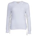 Womens White Side Lace Up Knit