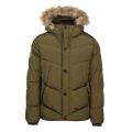 Mens Khaki Quilted Fur Hooded Jacket 49226 by Pretty Green from Hurleys
