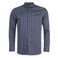Mens Navy Hillgat Geo L/s Shirt 29241 by Ted Baker from Hurleys