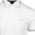 Athleisure Mens White/Green Paul Curved Slim S/s Polo Shirt 110588 by BOSS from Hurleys