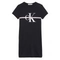 Girls Black Monogram Stripe T Shirt Dress 56086 by Calvin Klein from Hurleys