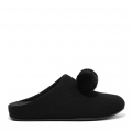 Womens All Black Chrissie Pom Pom Slippers 95174 by FitFlop from Hurleys