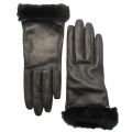Womens Black Classic Leather Smart Technology Gloves