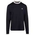 Mens Navy Tramline Tipped L/s T Shirt 108880 by Fred Perry from Hurleys