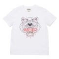 Girls White/Pink Core Tiger S/s T Shirt 91741 by Kenzo from Hurleys
