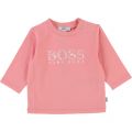 Baby Pink Branded L/s T Shirt 28336 by BOSS from Hurleys