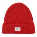 Boys Barbados Cherry Branded Patch Beanie Hat 77683 by C.P. Company Undersixteen from Hurleys