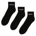 Mens Black 3 Pack Short Rib Logo Socks 107753 by HUGO from Hurleys