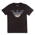 Boys Black Branded S/s T Shirt 77549 by Emporio Armani from Hurleys