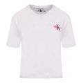 Womens Bright White Monogram Embroidered Crop S/s T Shirt 42933 by Calvin Klein from Hurleys