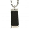 Mens Silver/Black Bennett Ionic Plated Necklace 109155 by BOSS from Hurleys
