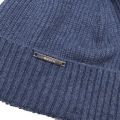 Womens Steel Blue/Navy Bobble Hat with Fur Pom 98653 by BKLYN from Hurleys