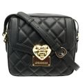 Womens Black Heart Quilted Cross Body Bag