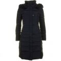 Womens Blue Fur Hooded Long Jacket 59011 by Armani Jeans from Hurleys
