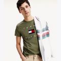 Mens Utility Olive Tommy Flag S/s T Shirt 77348 by Tommy Hilfiger from Hurleys