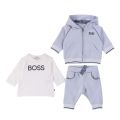 Baby Pale Blue Logo 3 Piece Tracksuit Set 45483 by BOSS from Hurleys