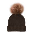 Womens Chocolate/Brown Baby Pink Wool Hat with Pom 47596 by BKLYN from Hurleys