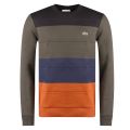 Mens Navy/Orange Tri Colour Crew Neck Sweat Top 31019 by Lacoste from Hurleys