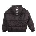 Girls Black Purple Iridescent Reversible Padded Jacket 45357 by DKNY from Hurleys
