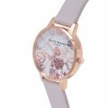 Womens Grey Lilac & Rose Gold Marble Floral Midi Dial Watch 26048 by Olivia Burton from Hurleys