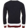 Mens Navy Made In France Stripe Bottom Crew Knitted Jumper 73128 by Lacoste from Hurleys