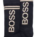 Mens Dark Blue/Gold QS Rib Shine Logo Socks 98593 by BOSS from Hurleys