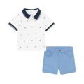 Inafnt White/Blue Polo Shirt & Shorts Set 82908 by Mayoral from Hurleys