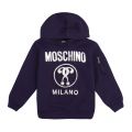 Boys Navy Shadow Logo Hoodie 91196 by Moschino from Hurleys