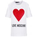 Womens Optical White Glitter Heart S/s T Shirt 35172 by Love Moschino from Hurleys