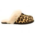 Womens Chestnut Scuffette II Calf Hair Leopard Slippers