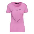 Womens Pink Crystal Heart Slim Fit S/s T Shirt 89139 by Love Moschino from Hurleys