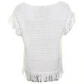 Womens Off White Fringed Knit