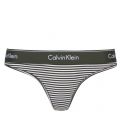 Womens Green Stripe Logo Band Thong 42891 by Calvin Klein from Hurleys