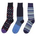 Mens Navy Stripe & Spots 3 Pack Socks 48651 by PS Paul Smith from Hurleys