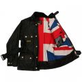 Boys Black Union Jack International Waxed Jacket 6023 by Barbour from Hurleys