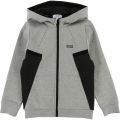 Boys Grey Panel Hooded Zip Through Sweat Top 28423 by BOSS from Hurleys