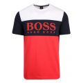 Athleisure Mens Red/Navy Tee 6 Colourblock S/s T Shirt 57036 by BOSS from Hurleys