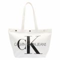 Womens White Canvas Monogram Tote Bag 39004 by Calvin Klein from Hurleys
