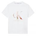 Womens Bright White Satin Bonded Blurred S/s T Shirt 97992 by Calvin Klein from Hurleys