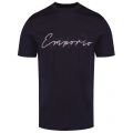Mens Navy Embroidered Script Logo S/s T Shirt 37033 by Emporio Armani from Hurleys