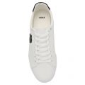 Mens White Aiden-Tenn Leather Trainers 109130 by BOSS from Hurleys