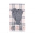 Womens Pink/Grey Tartan Wool Tartan Scarf & Gloves Set 79657 by Barbour from Hurleys